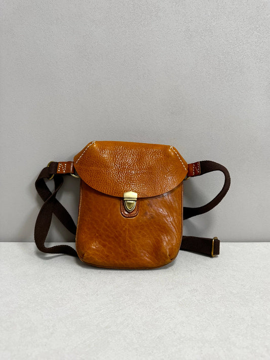vintage yellow vegetable-tanned leather mini crossbody bag 1