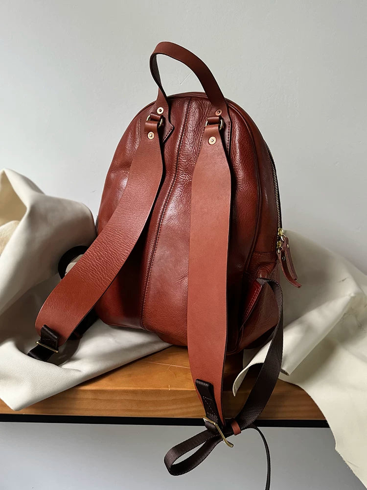 handcrafted distressed vegetable-tanned leather backpack 1