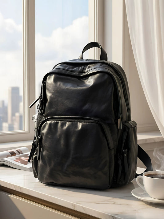vintage vegetable-tanned leather travel backpack 1