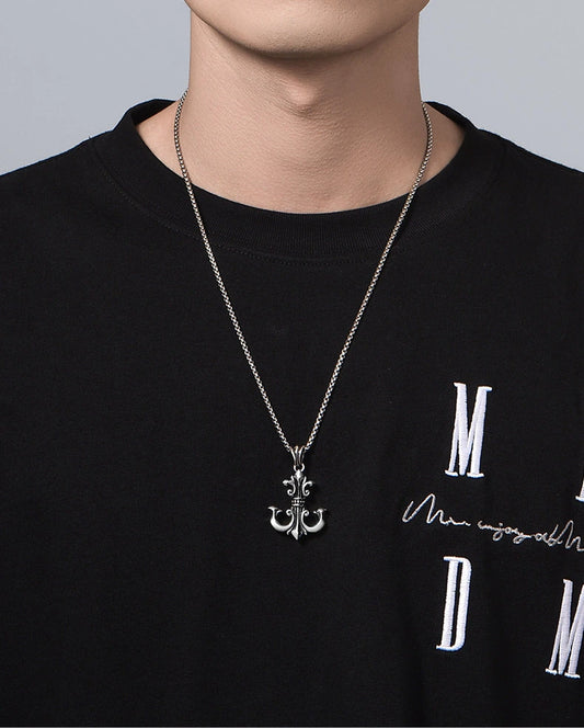 3D Anchor Sterling Silver Biker Pendant — product detail view 2