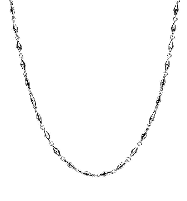 3D Diamond-Link Sterling Silver Biker Necklace — product detail view 2
