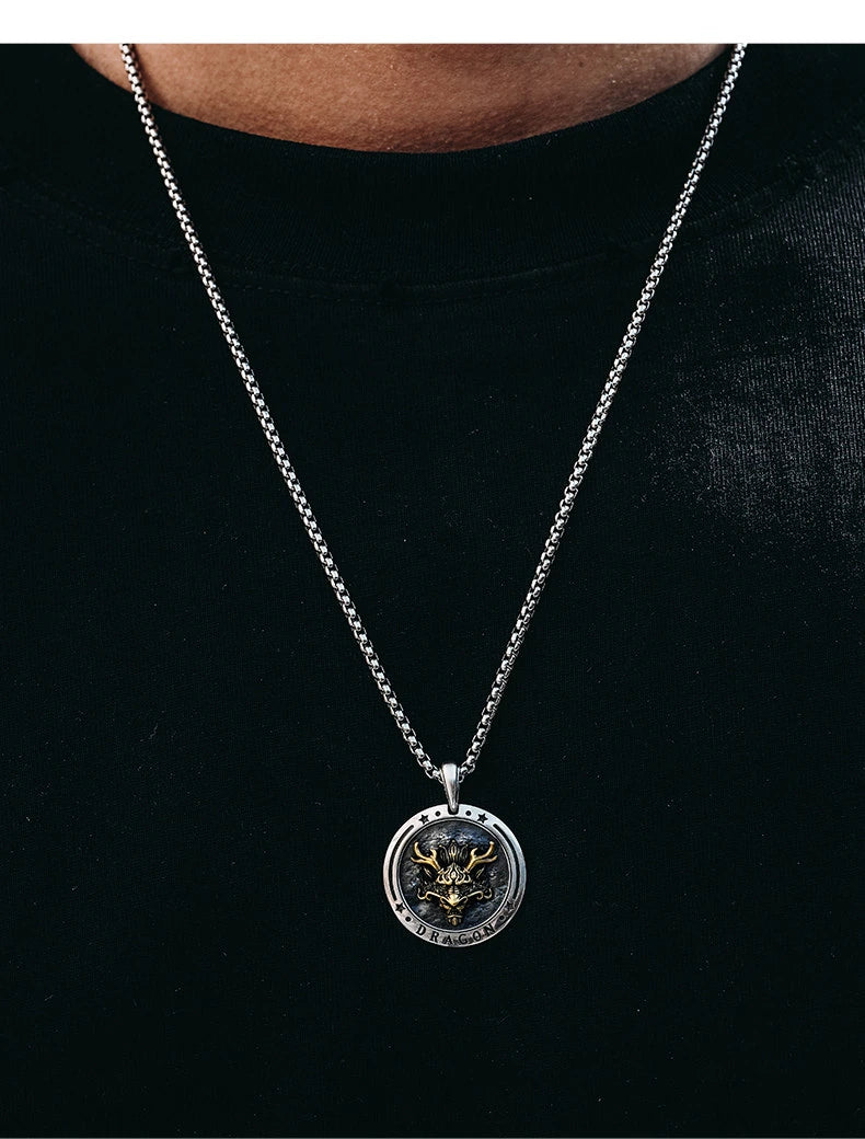 3D Dragon Head Sterling Silver Biker Pendant — product detail view 2