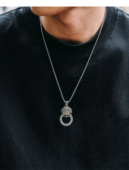 3D Pixiu Sterling Silver Biker Pendant — product detail view 2