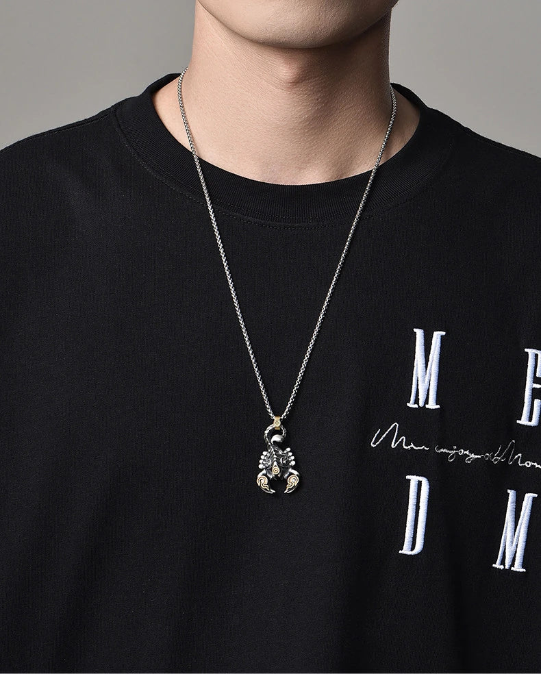 3D Scorpion Sterling Silver Biker Pendant — product detail view 2
