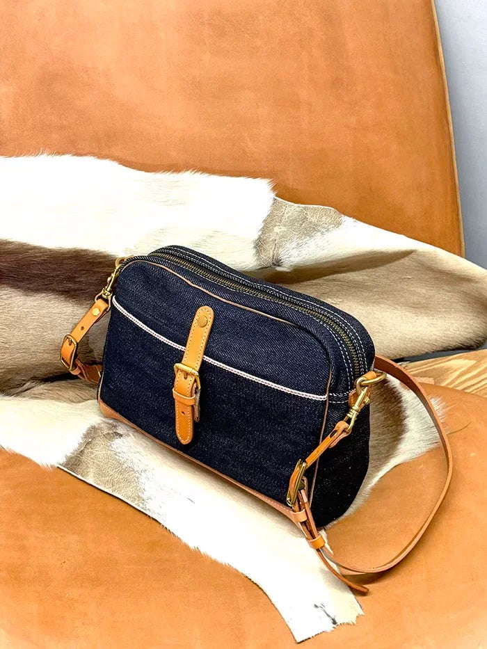 selvedge denim leather crossbody bag 2