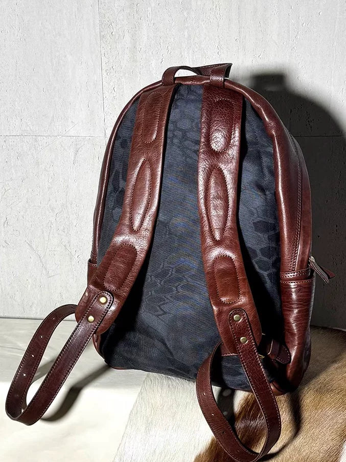 british-style vegetable-tanned leather travel backpack 2