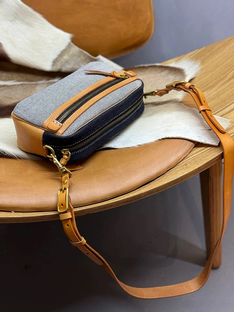 selvedge denim leather camera bag 2