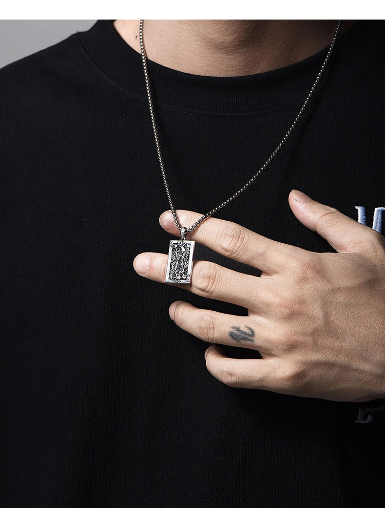 King of Spades Sterling Silver Biker Pendant — product detail view 2