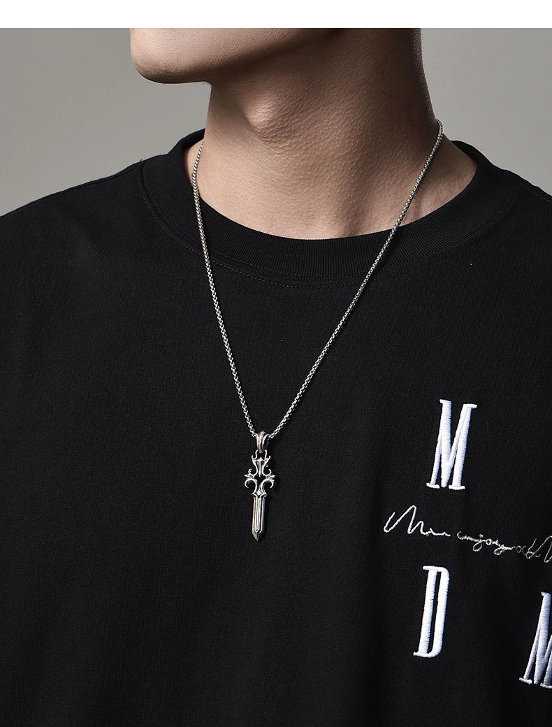 King Sword Sterling Silver Biker Pendant — product detail view 2