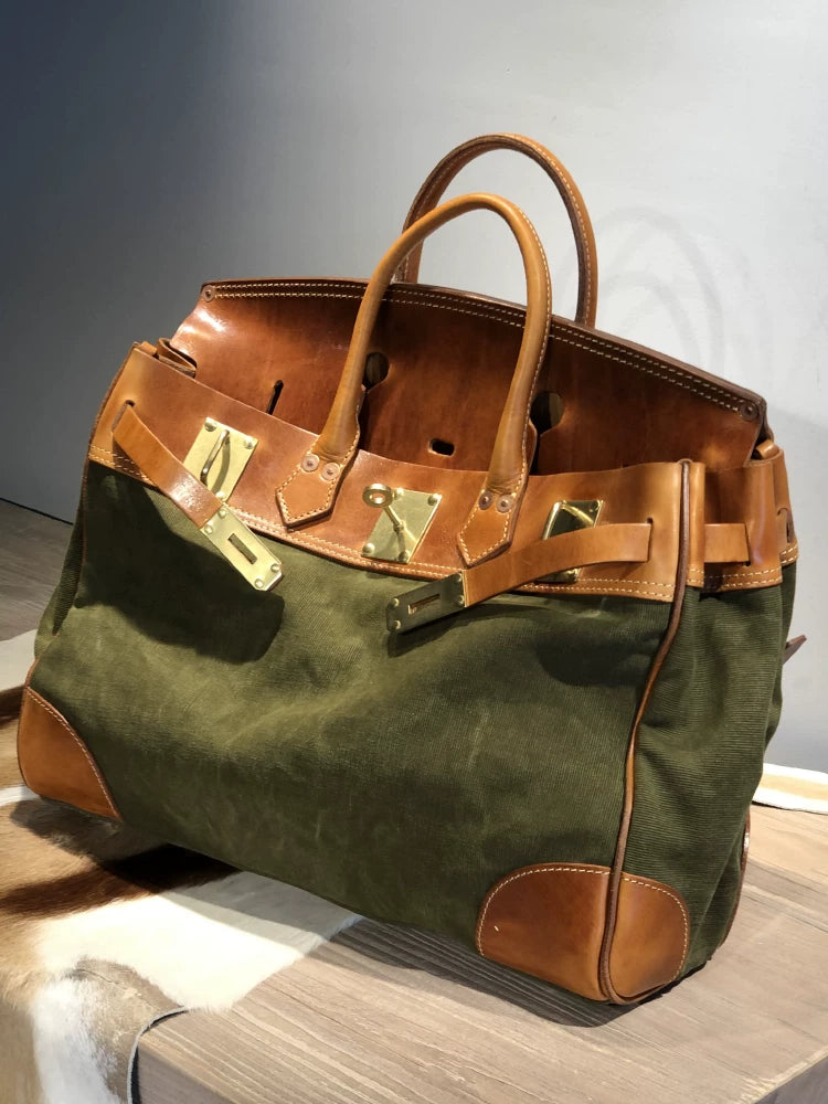 vegetable-tanned leather large travel handbag 2