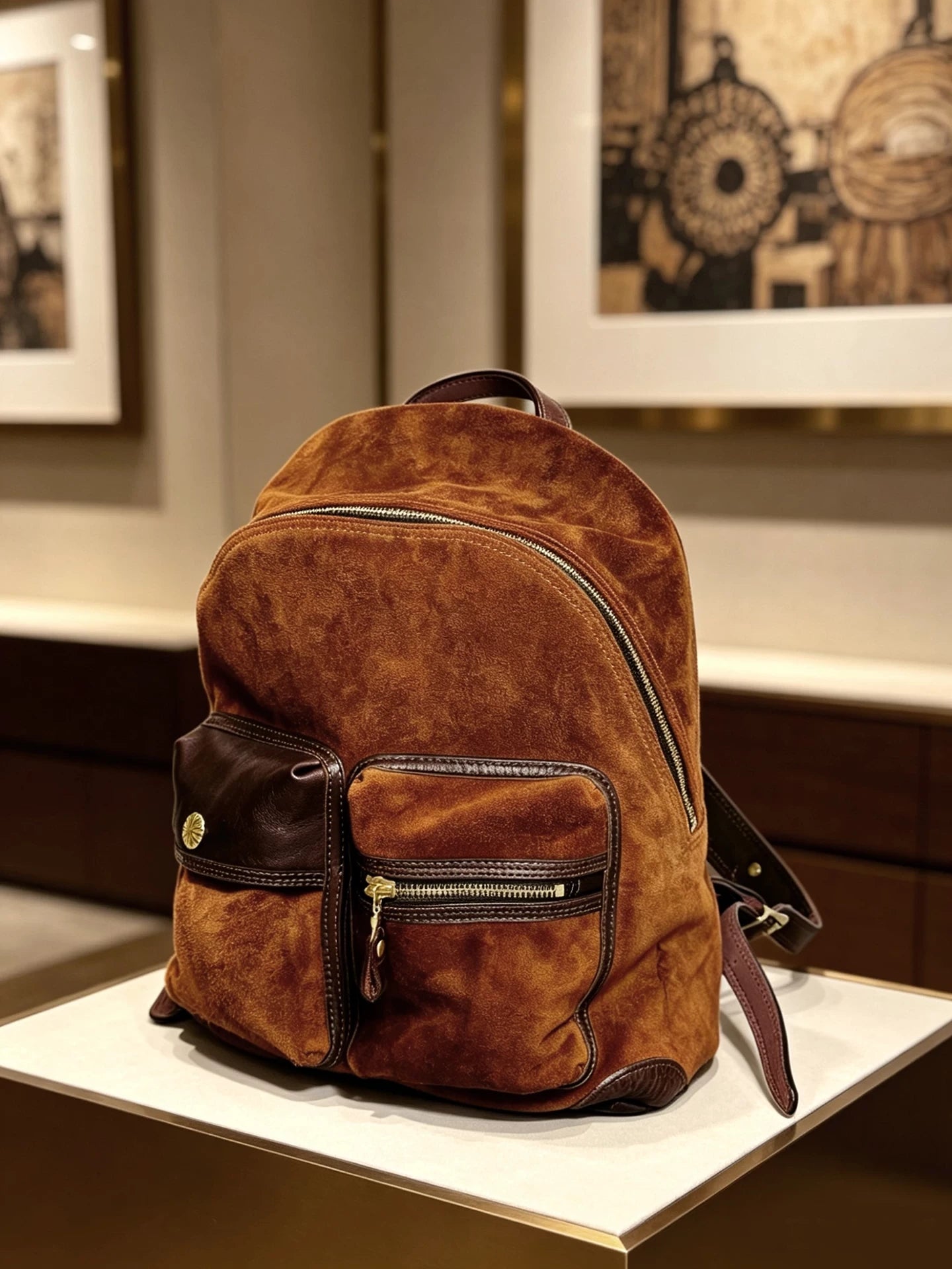suede horsehide travel backpack 2