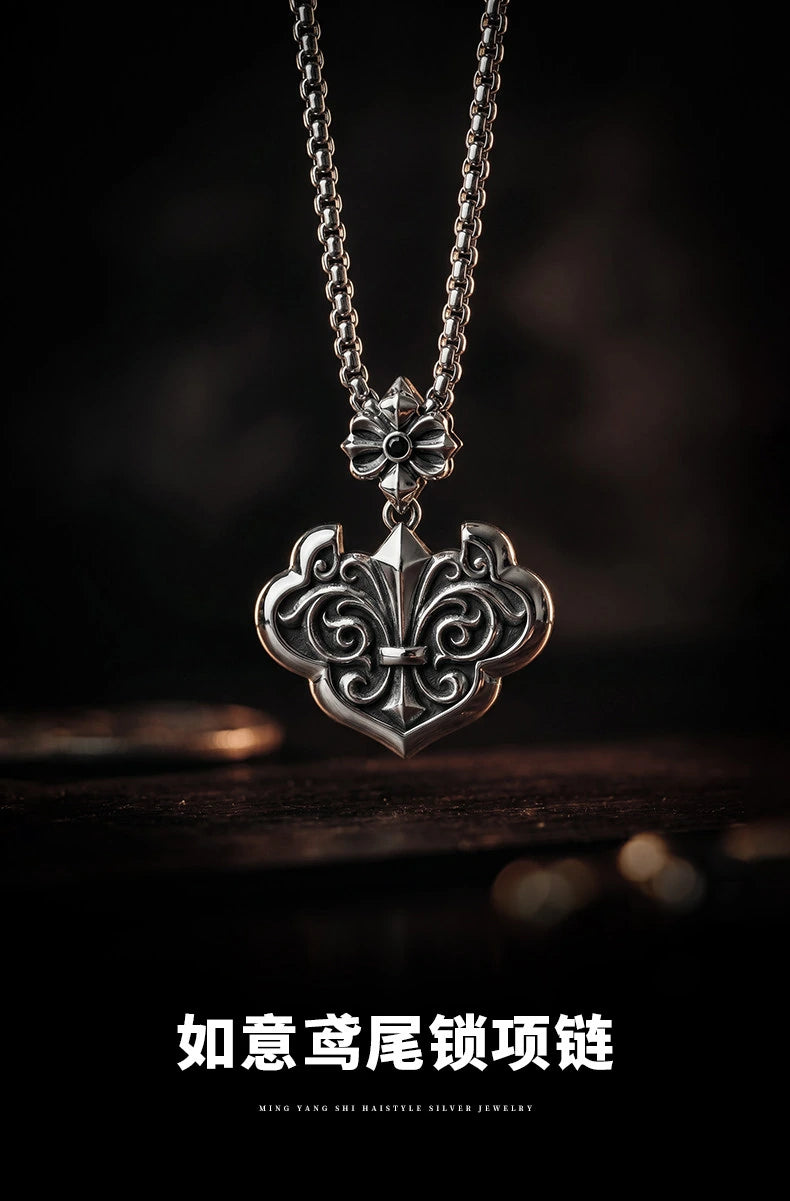 Peace Lock Sterling Silver Biker Pendant — product detail view 2