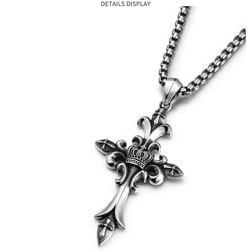 Royal Fleur Cross Sterling Silver Biker Pendant — product detail view 2