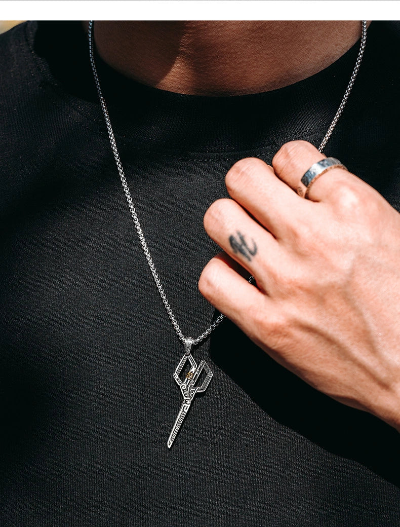 Scrollwork Scissors Sterling Silver Biker Pendant — product detail view 2
