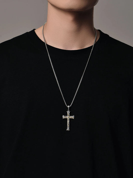 Tree of Life Cross Sterling Silver Biker Pendant — product detail view 2
