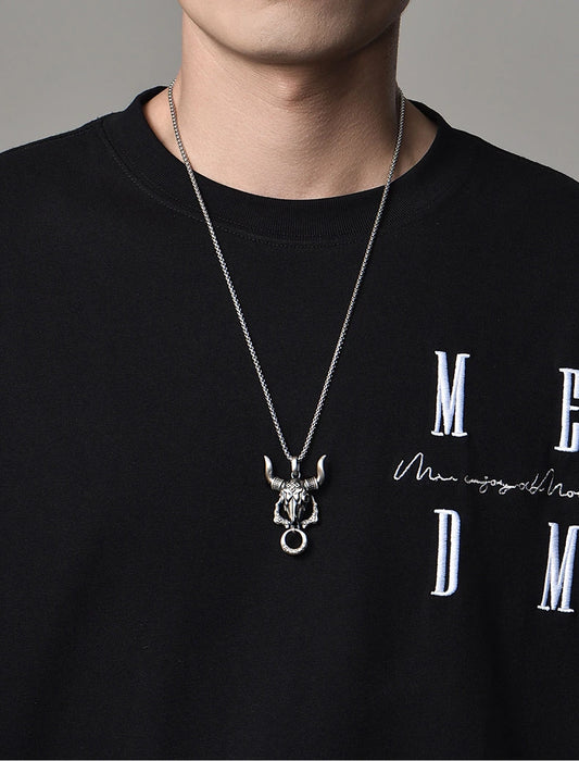 Yak Mantra Cloud Sterling Silver Biker Pendant — product detail view 2