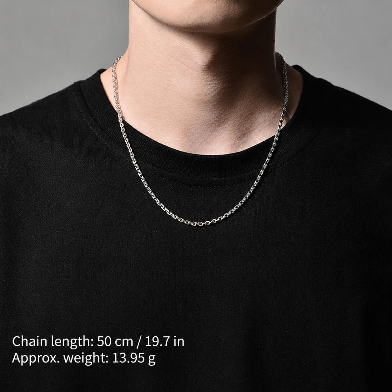 3.3mm Solid Cross-Link Sterling Silver Biker Chain — product detail view 3