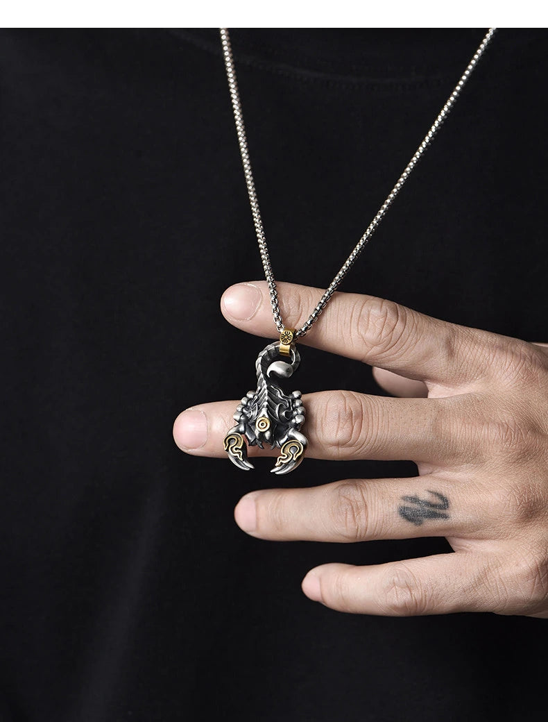 3D Scorpion Sterling Silver Biker Pendant — product detail view 3