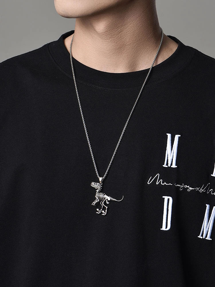 3D Tyrannosaurus Rex Sterling Silver Biker Pendant — product detail view 3