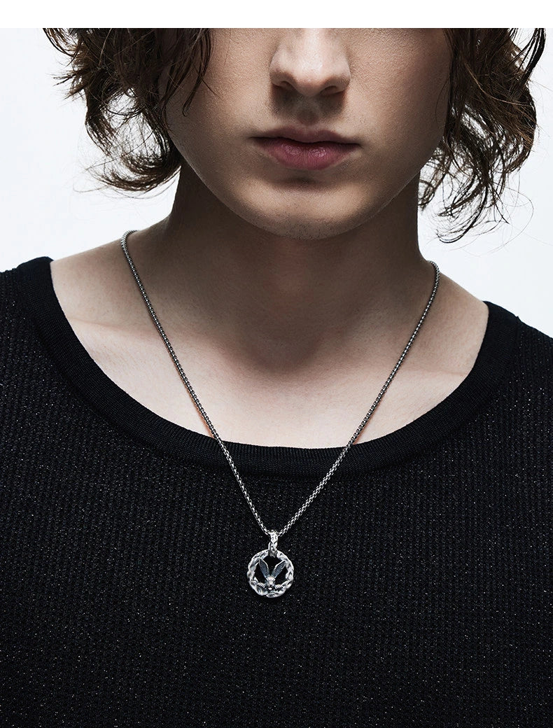3D Zodiac Rabbit Sterling Silver Biker Pendant — product detail view 3