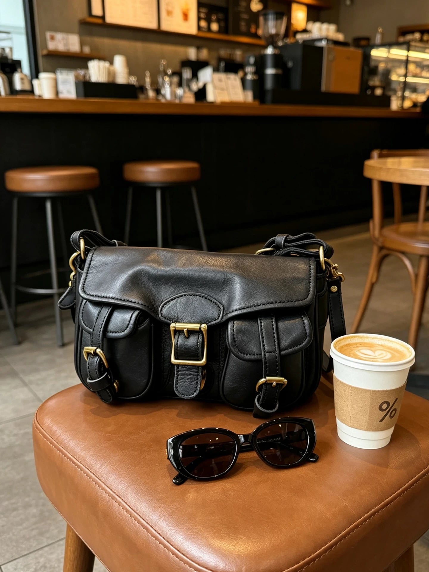 distressed leather saddle crossbody bag 3