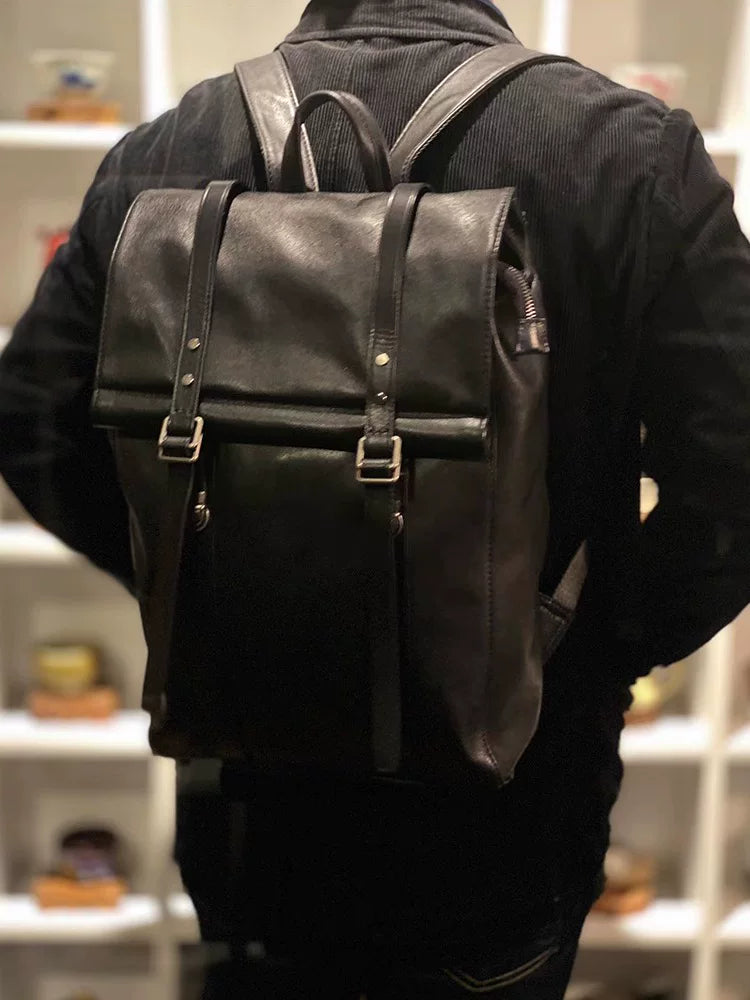 vintage soft cowhide business backpack 3