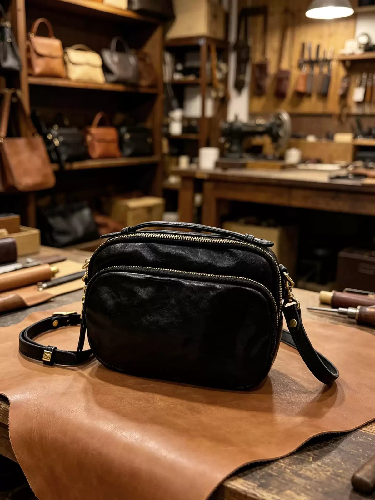 oiled horsehide square crossbody bag 3