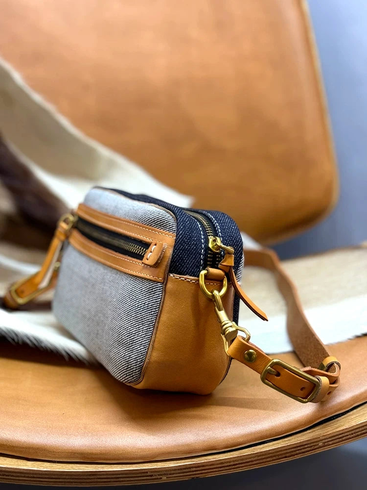 selvedge denim leather camera bag 3
