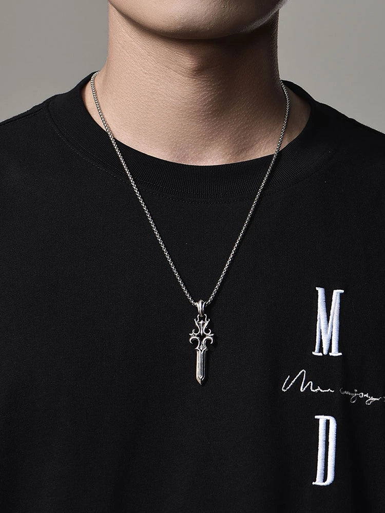 King Sword Sterling Silver Biker Pendant — product detail view 3