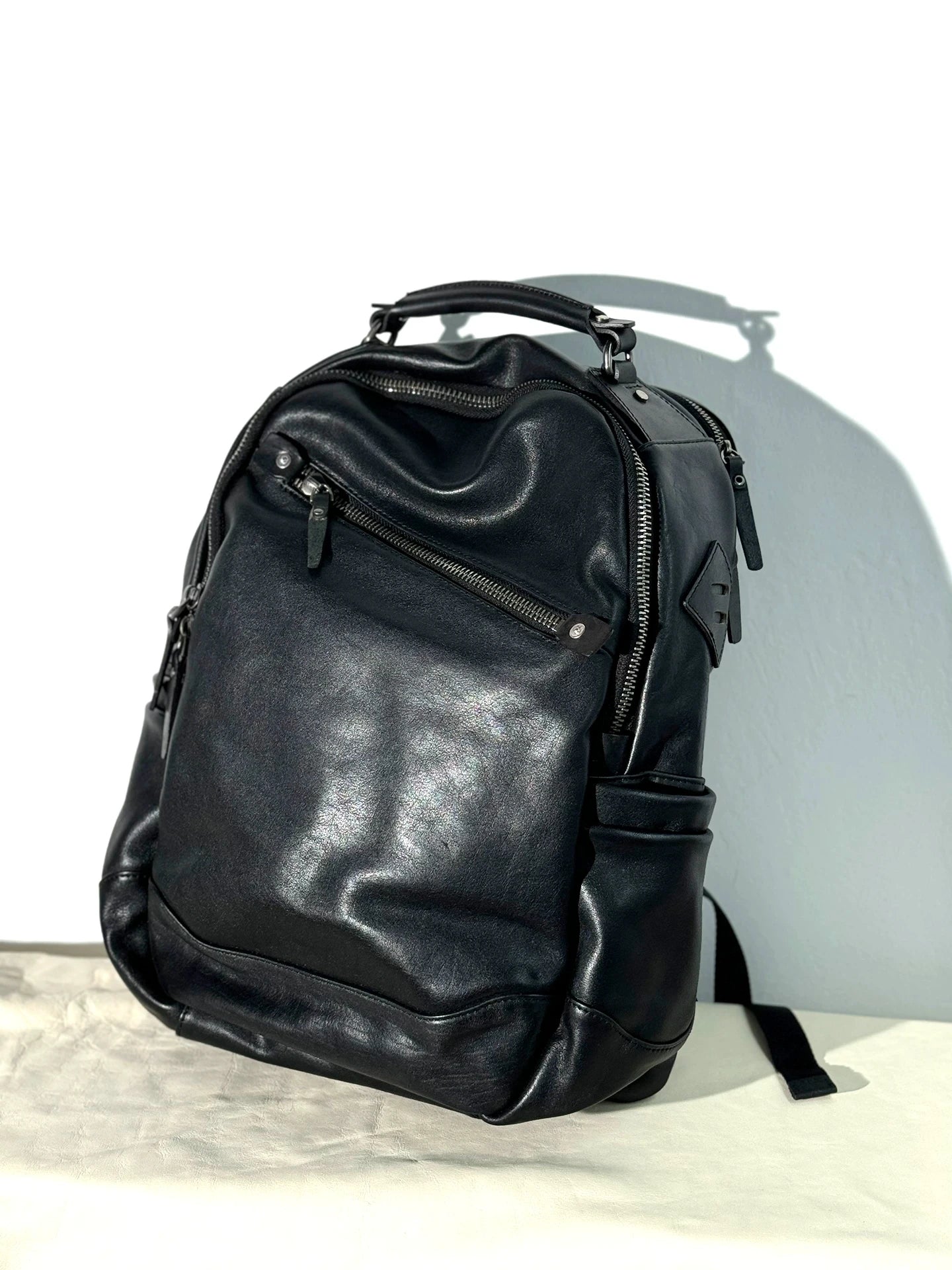 vegetable-tanned leather travel backpack 3