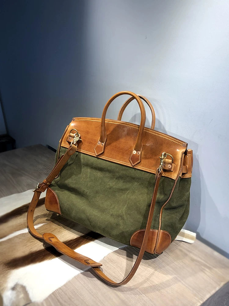 vegetable-tanned leather large travel handbag 3