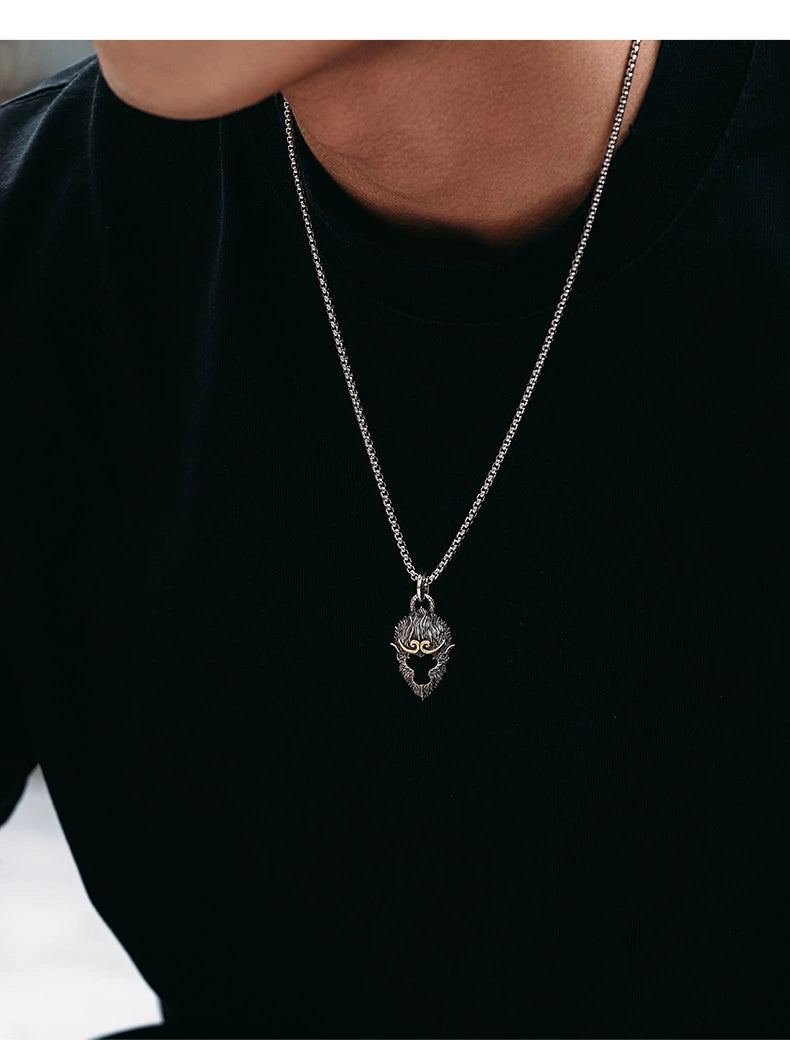 Monkey King Sterling Silver Biker Pendant — product detail view 3