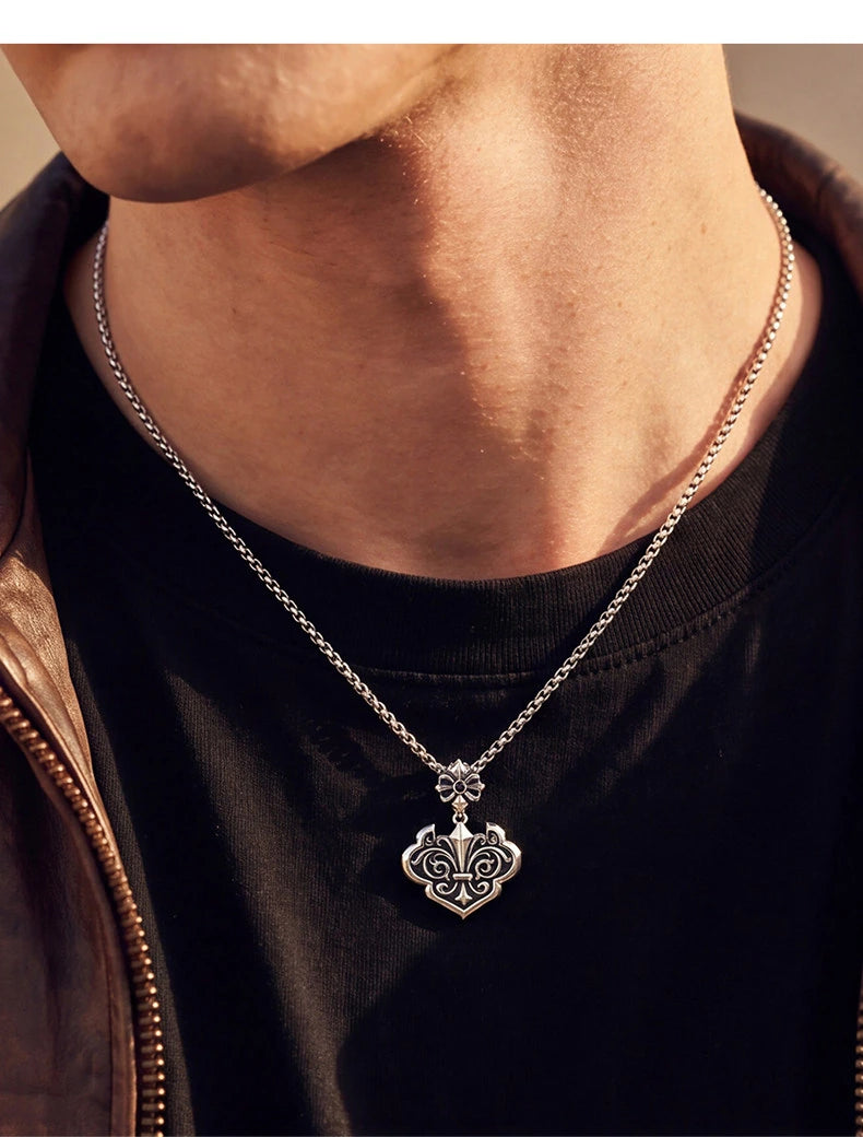 Peace Lock Sterling Silver Biker Pendant — product detail view 3