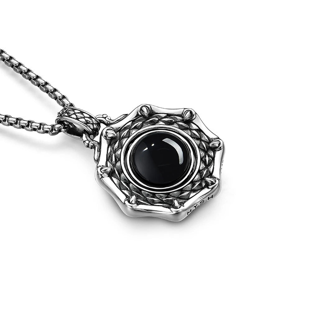 Rotating Tiger Eye Dragon Scale Sterling Silver Biker Pendant — product detail view 3