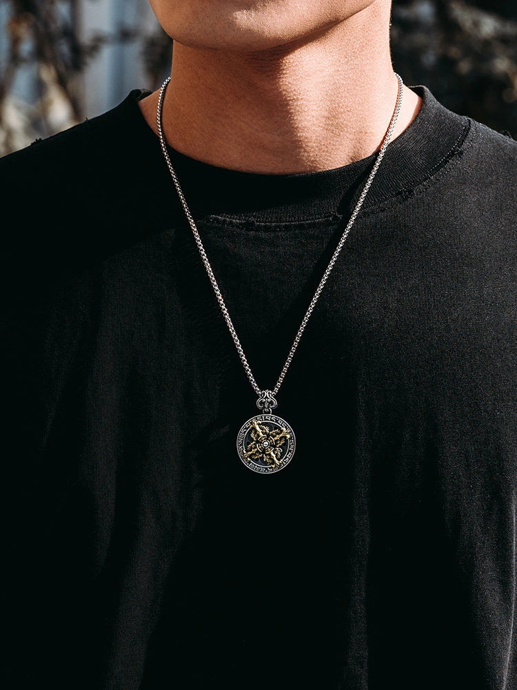 Rotating Vajra Mantra Cross Sterling Silver Pendant — product detail view 3