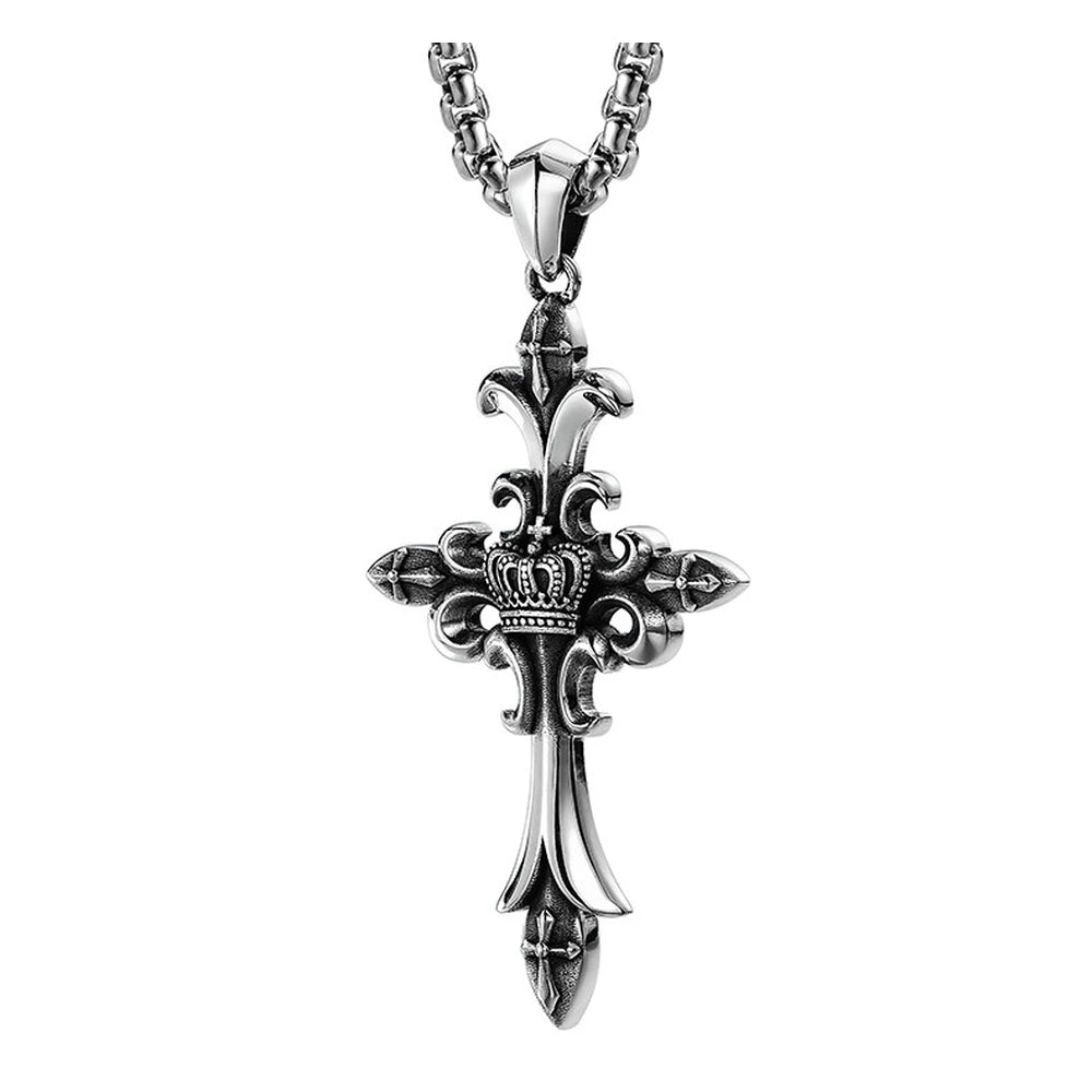 Royal Fleur Cross Sterling Silver Biker Pendant — product detail view 3