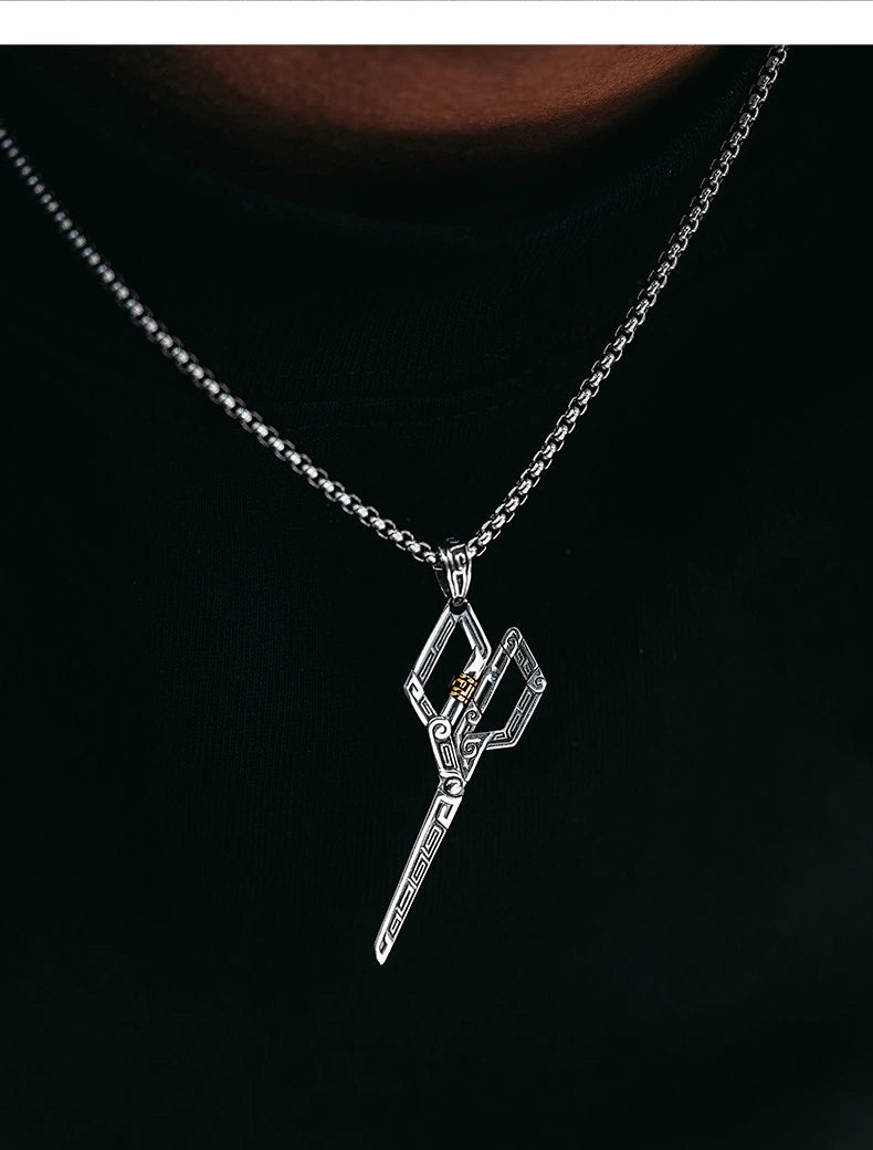 Scrollwork Scissors Sterling Silver Biker Pendant — product detail view 3