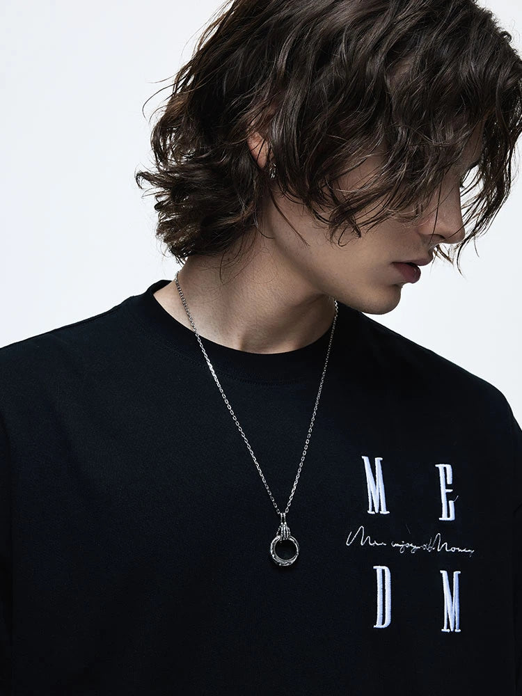 Skull Hand Hope Ring Sterling Silver Biker Pendant — product detail view 3