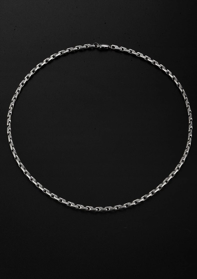 Textured Sterling Silver Biker Chain Necklace — product detail view 3