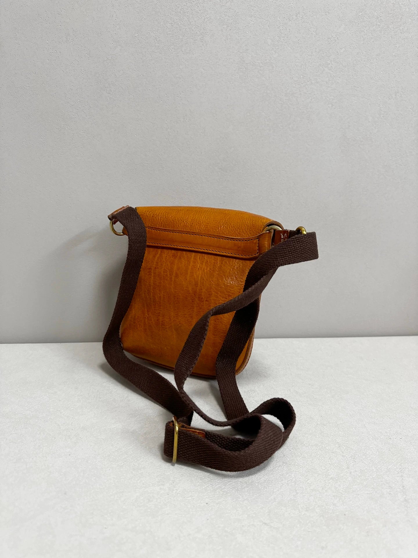 vintage yellow vegetable-tanned leather mini crossbody bag 3
