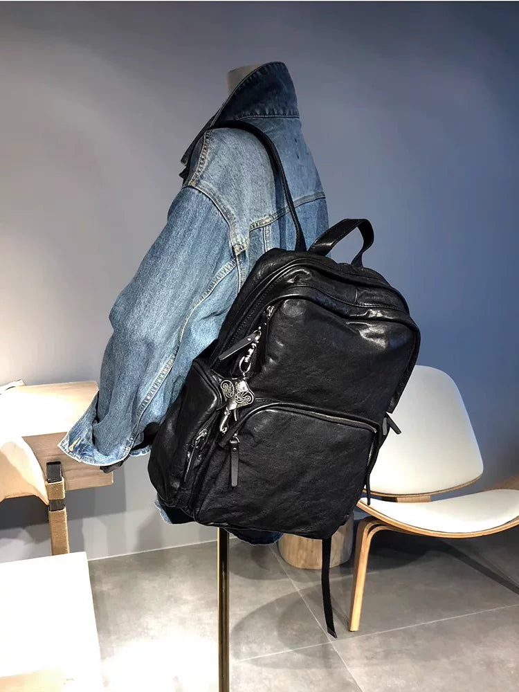 vintage vegetable-tanned leather travel backpack 3