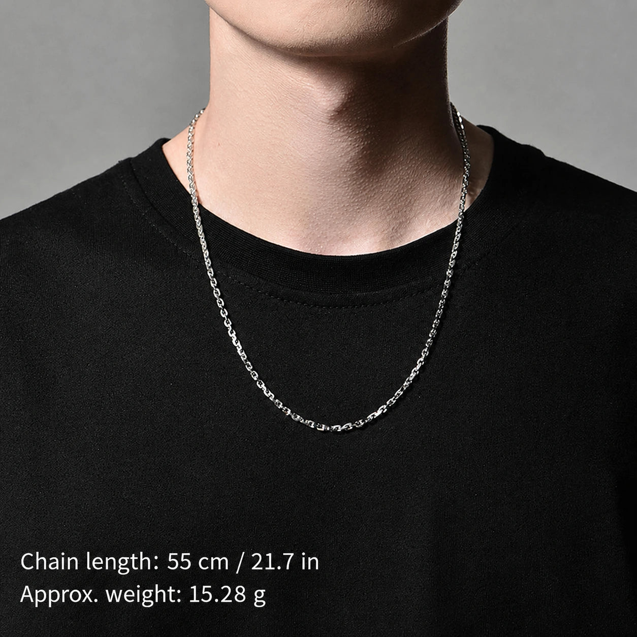 3.3mm Solid Cross-Link Sterling Silver Biker Chain — product detail view 4