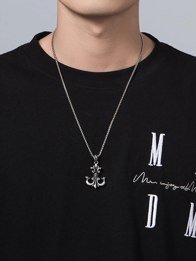 3D Anchor Sterling Silver Biker Pendant — product detail view 4