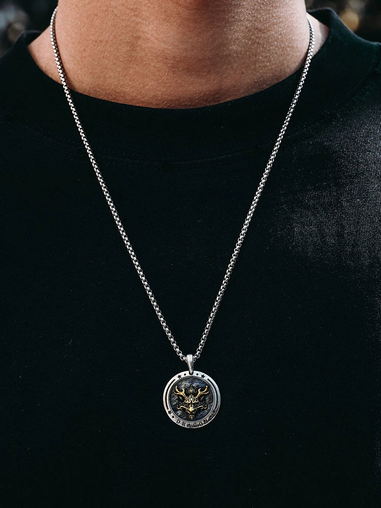 3D Dragon Head Sterling Silver Biker Pendant — product detail view 4