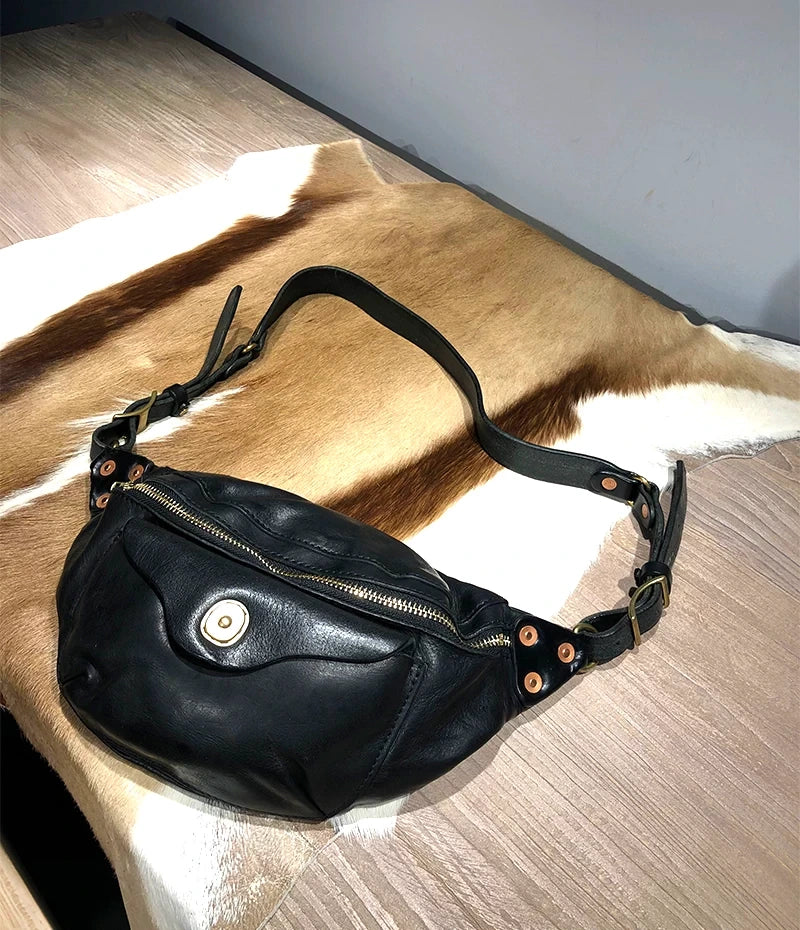 vegetable-tanned leather chest crossbody bag 4