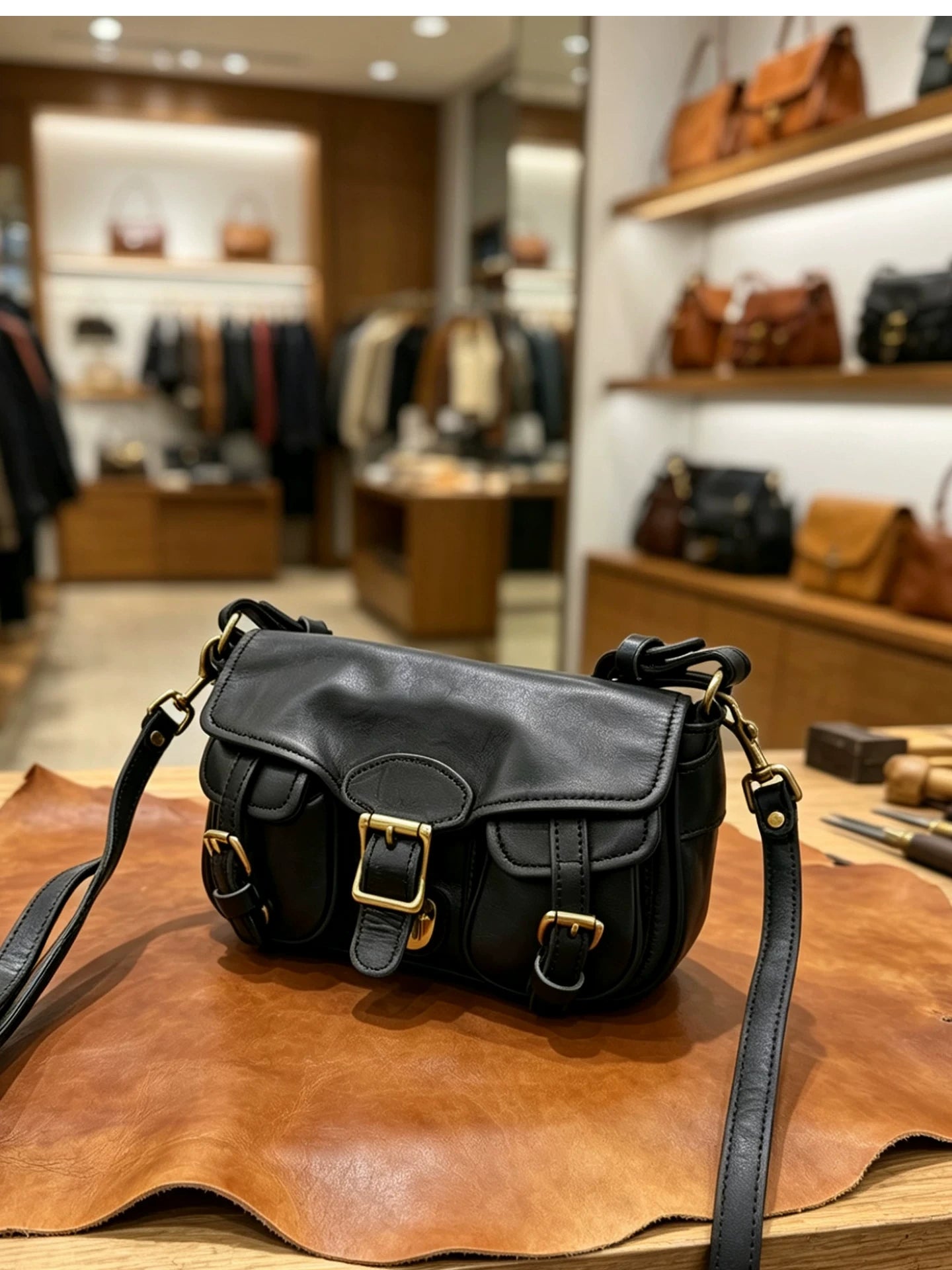 distressed leather saddle crossbody bag 4