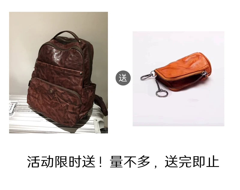 water-dyed vegetable-tanned leather backpack 4