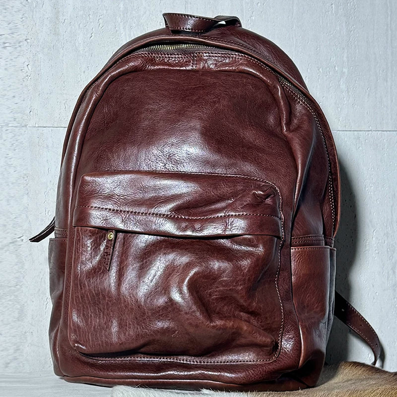 british-style vegetable-tanned leather travel backpack 4