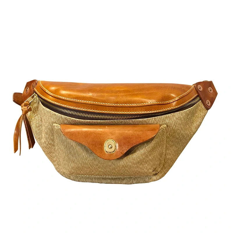 vintage vegetable-tanned leather chest crossbody bag 4