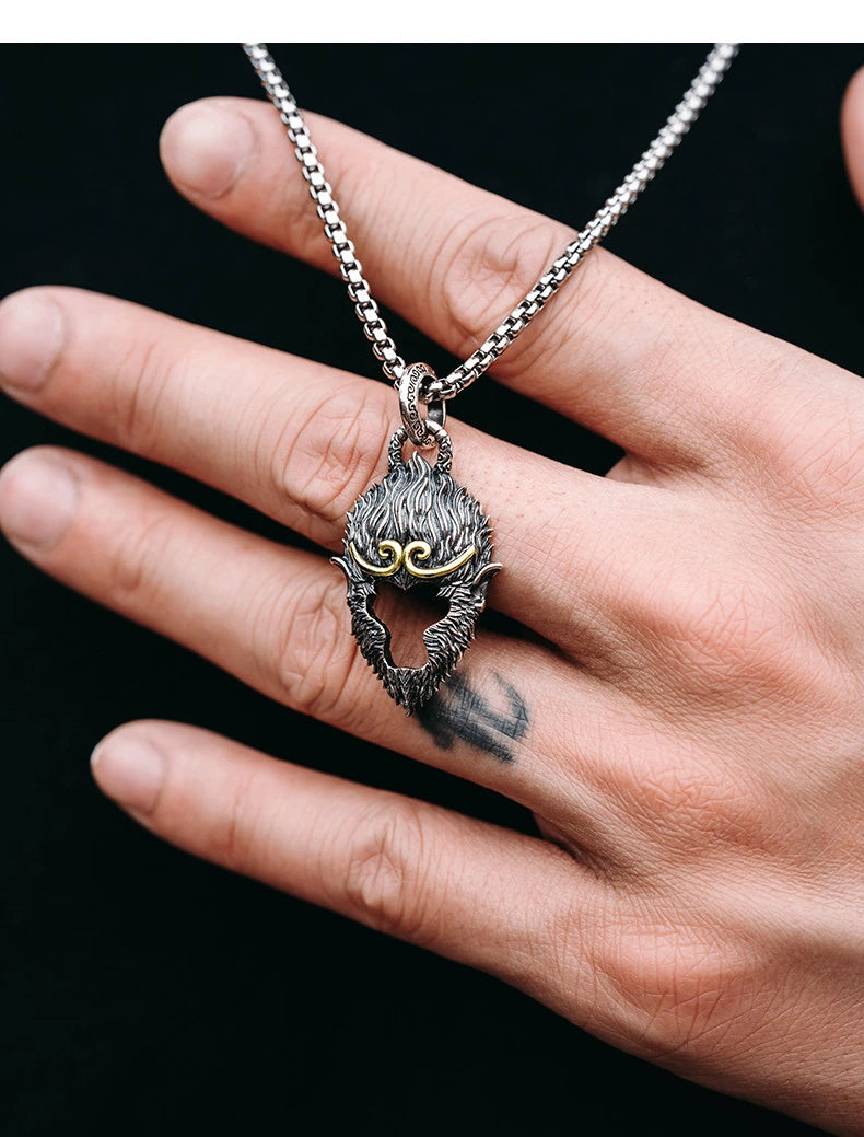 Monkey King Sterling Silver Biker Pendant — product detail view 4